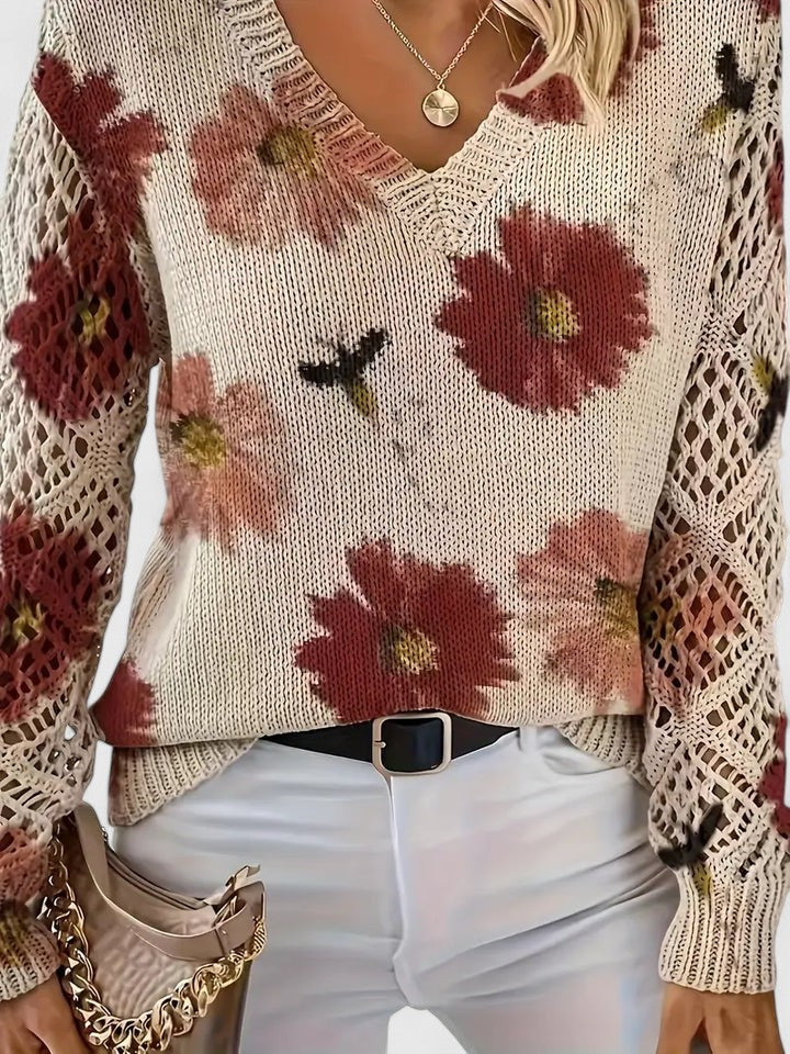 Women's Elegant Floral Pullover