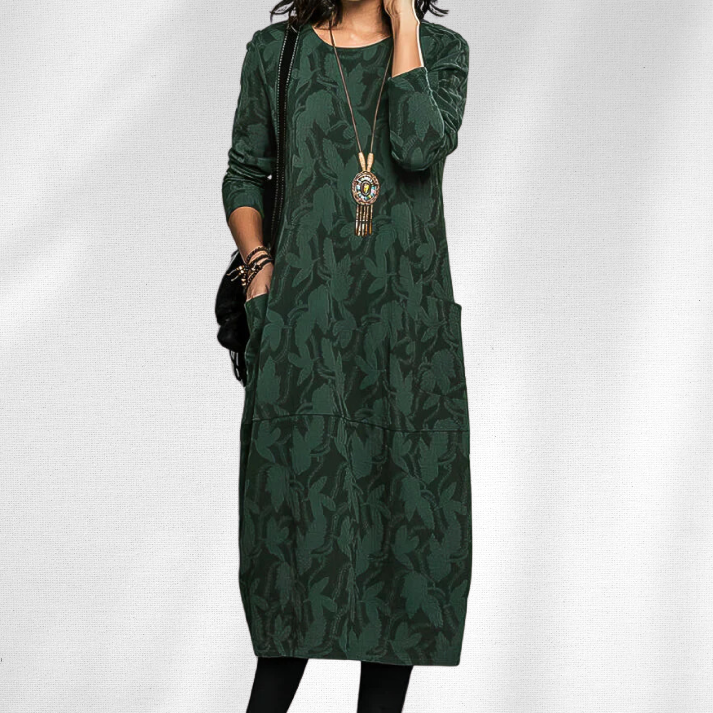 Women's Elegant Crewneck Winter Dress