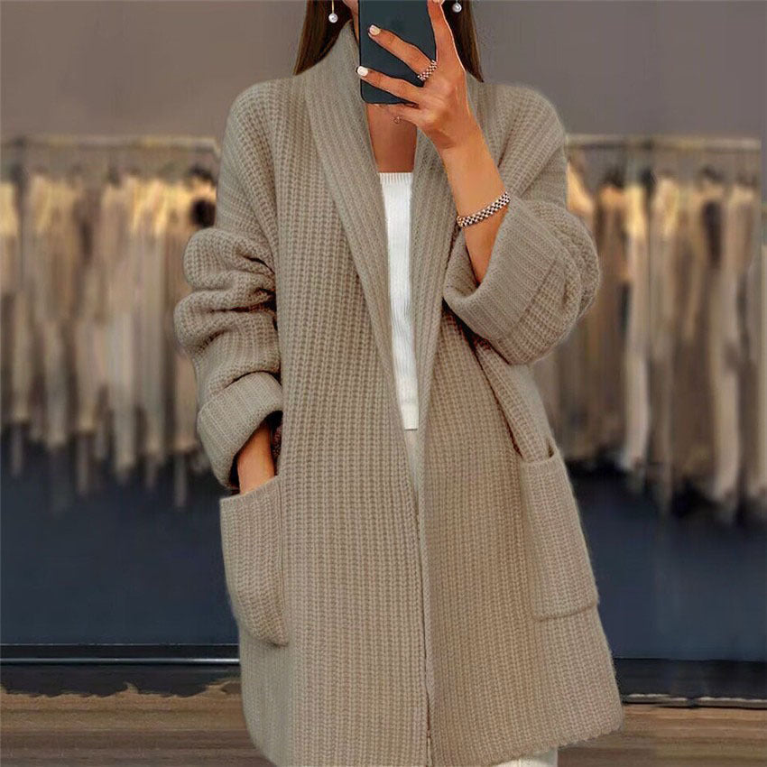 Women's Knitted Sweater with Pockets