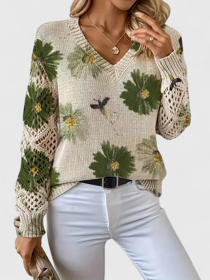 Women's Elegant Floral Pullover