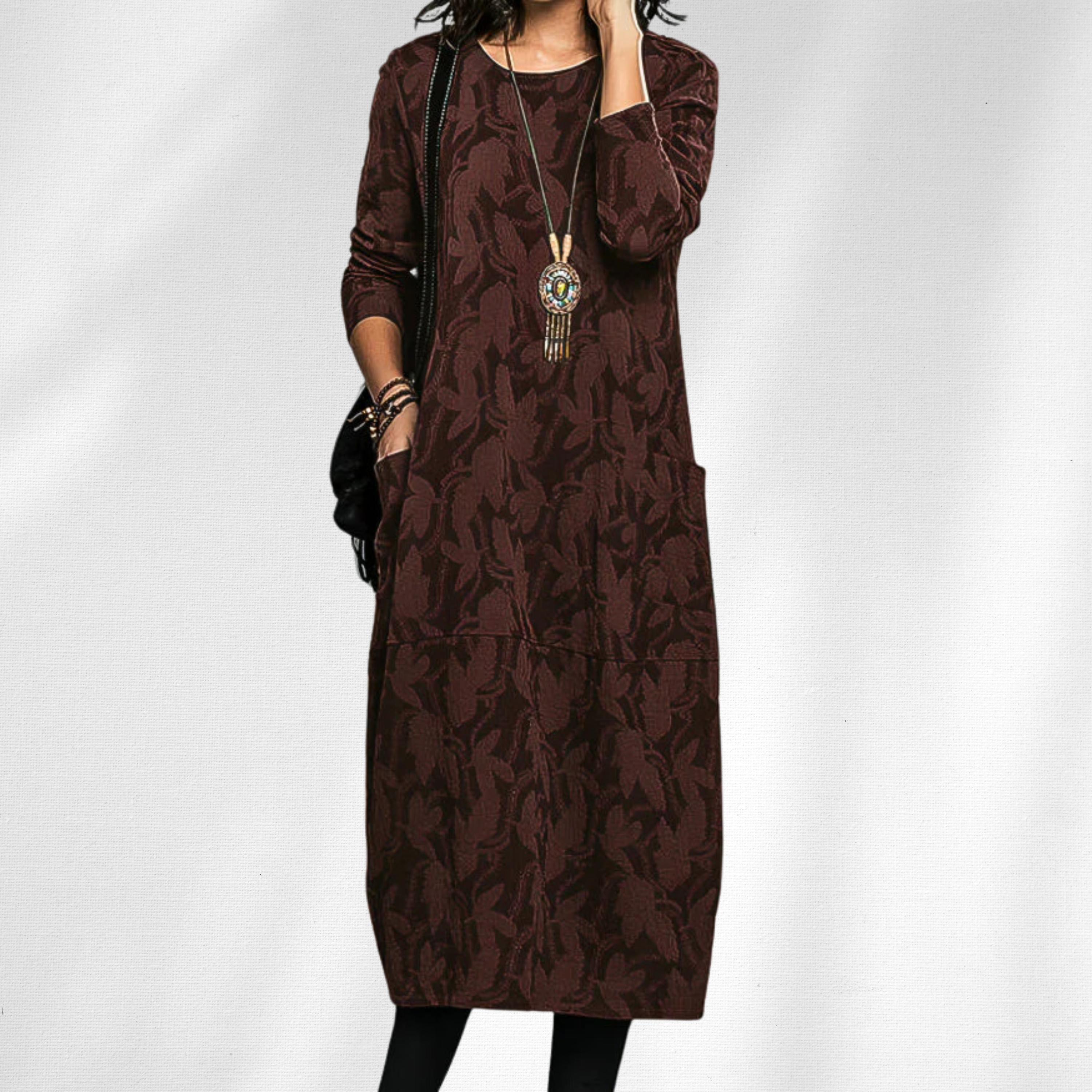 Women's Elegant Crewneck Winter Dress