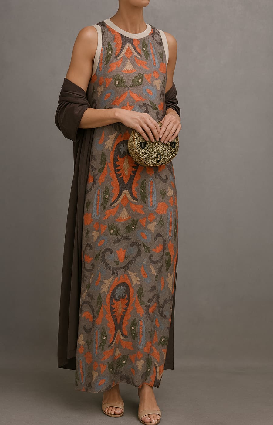 Women's Matching Long Dress & Coat Set