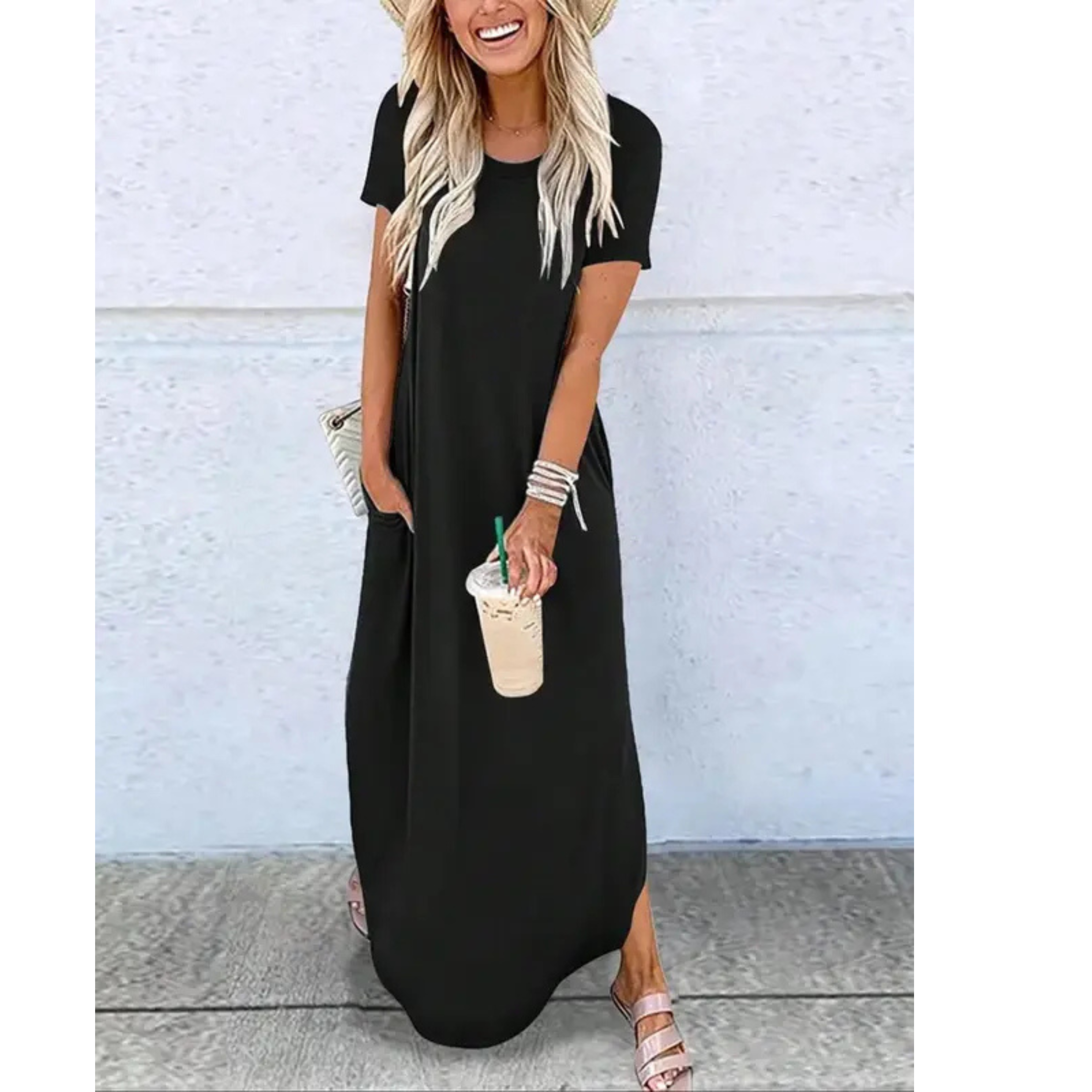Women's Casual Summer Round Neck Maxi Dress
