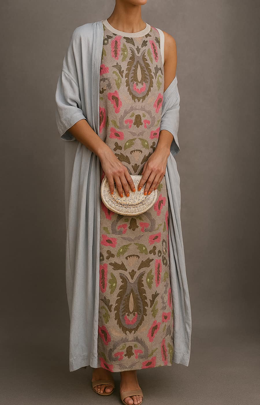 Women's Matching Long Dress & Coat Set