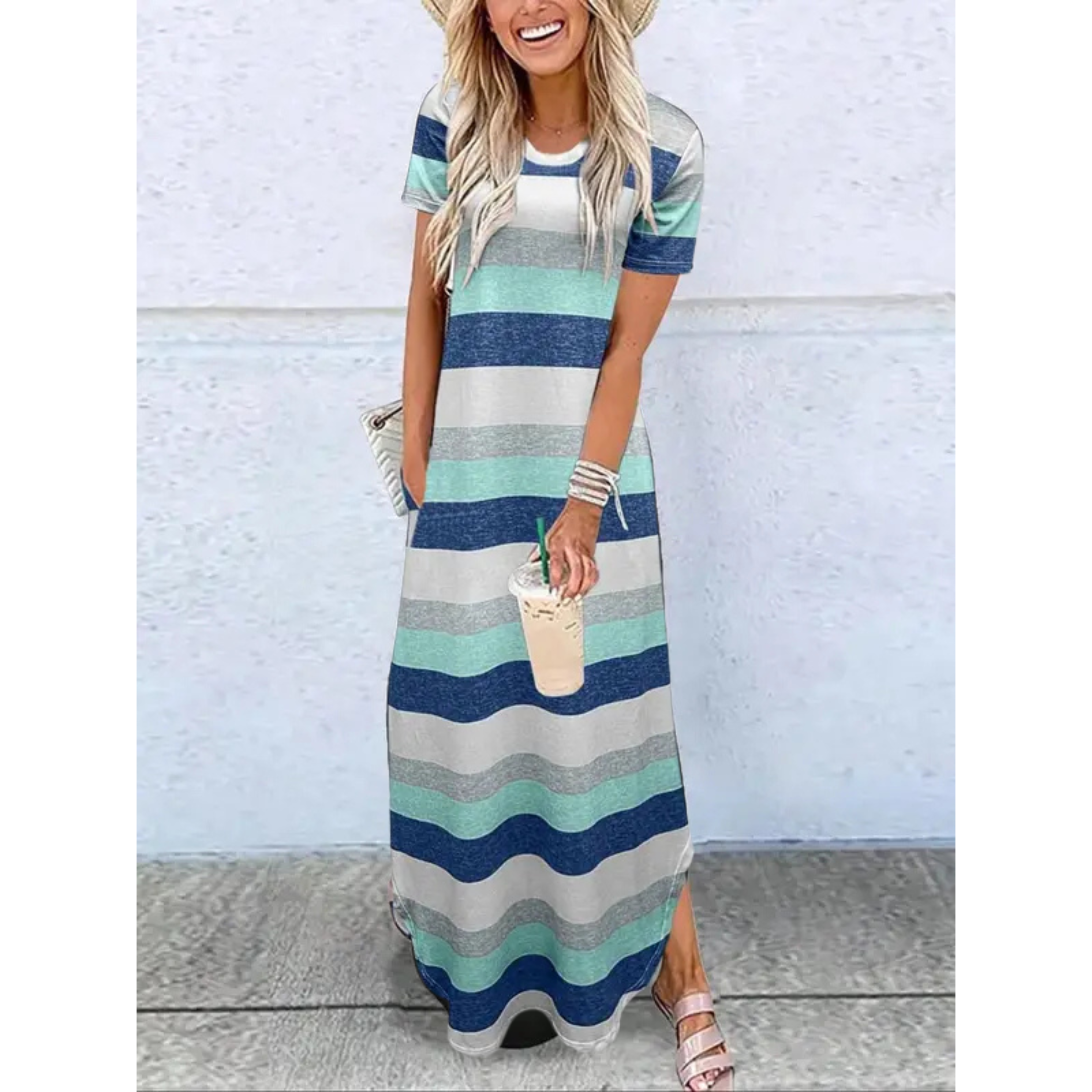 Women's Casual Summer Round Neck Maxi Dress