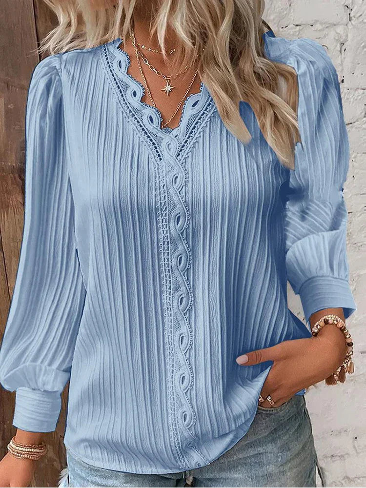 Women's Blouse with Chiffon and Lace Details
