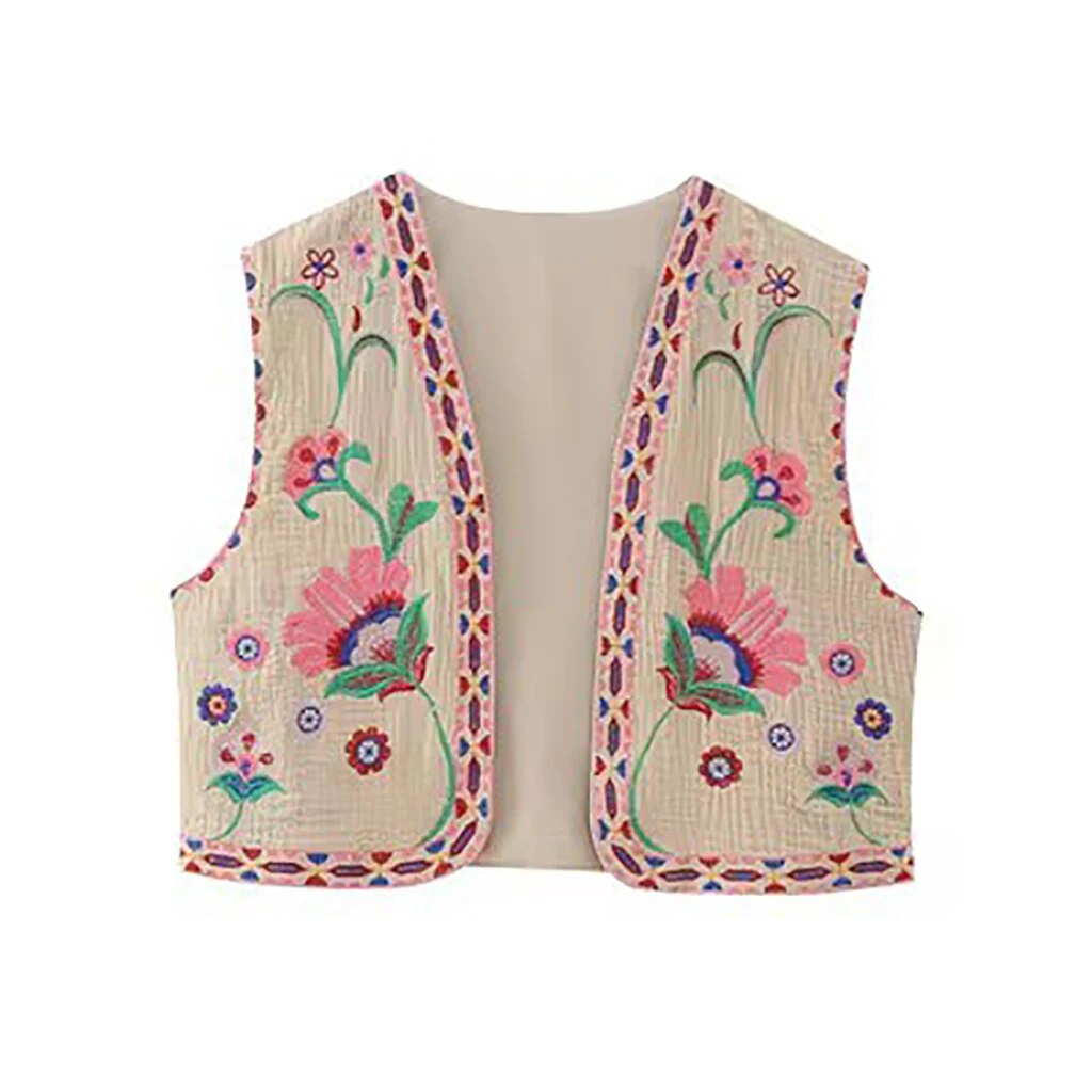 Women's Vintage Floral Boho Vest