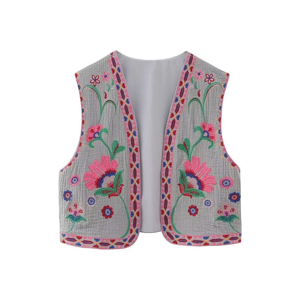 Women's Vintage Floral Boho Vest