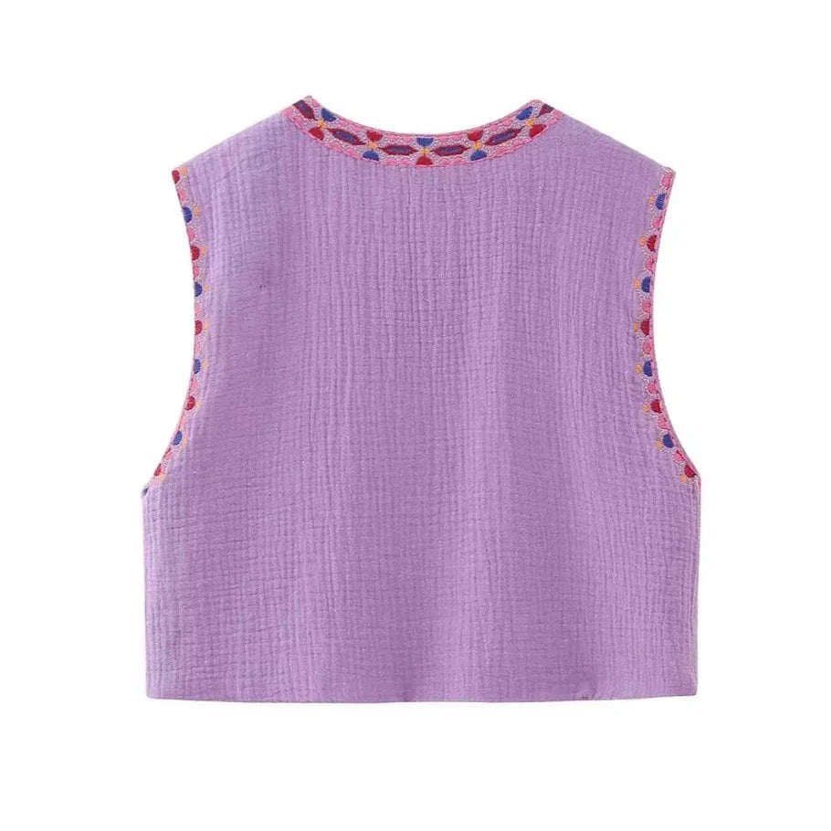 Women's Vintage Floral Boho Vest