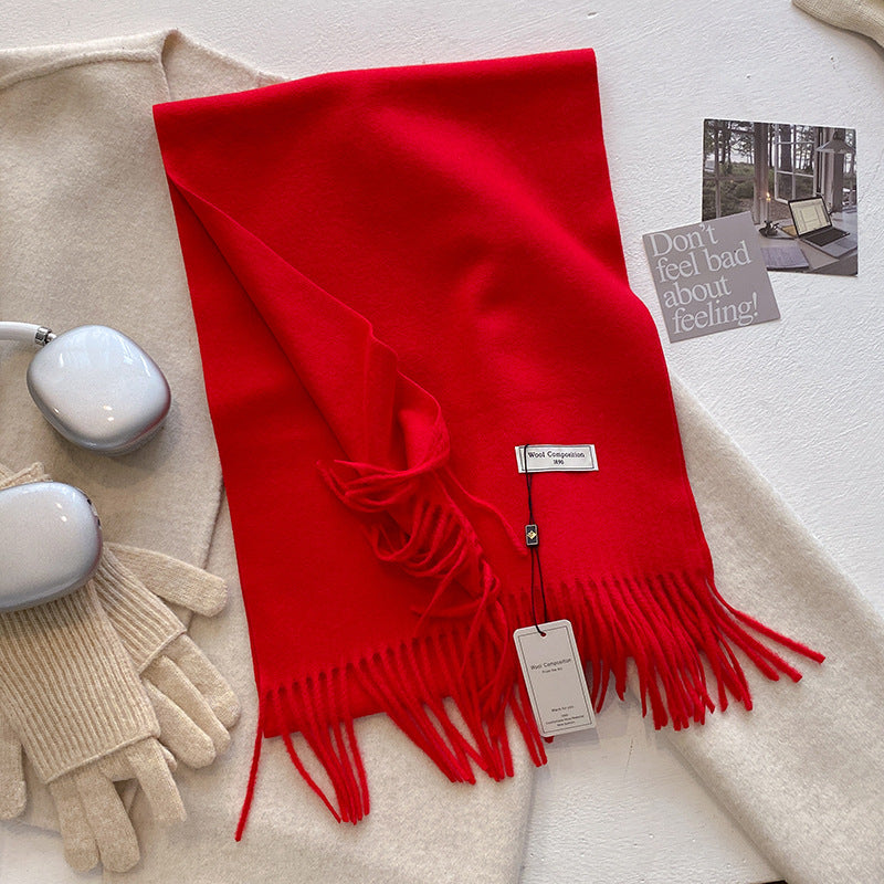 Women's Comfy Soft Plain Tassel Scarf Shawls