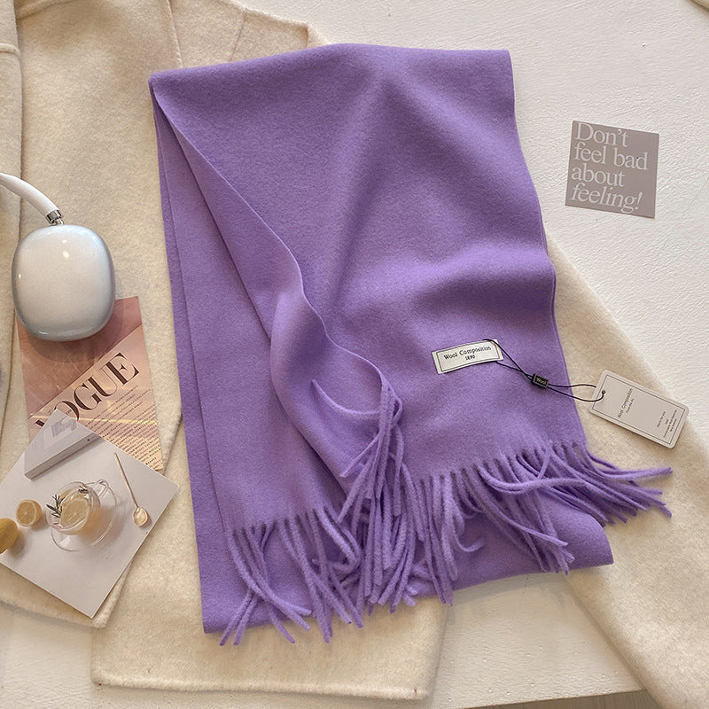 Women's Comfy Soft Plain Tassel Scarf Shawls