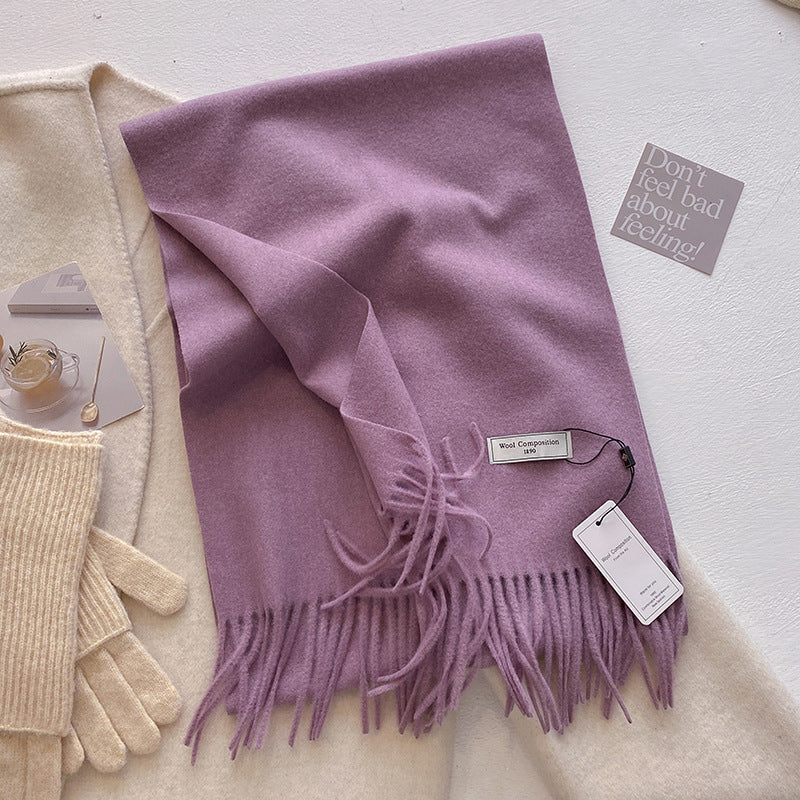 Women's Comfy Soft Plain Tassel Scarf Shawls