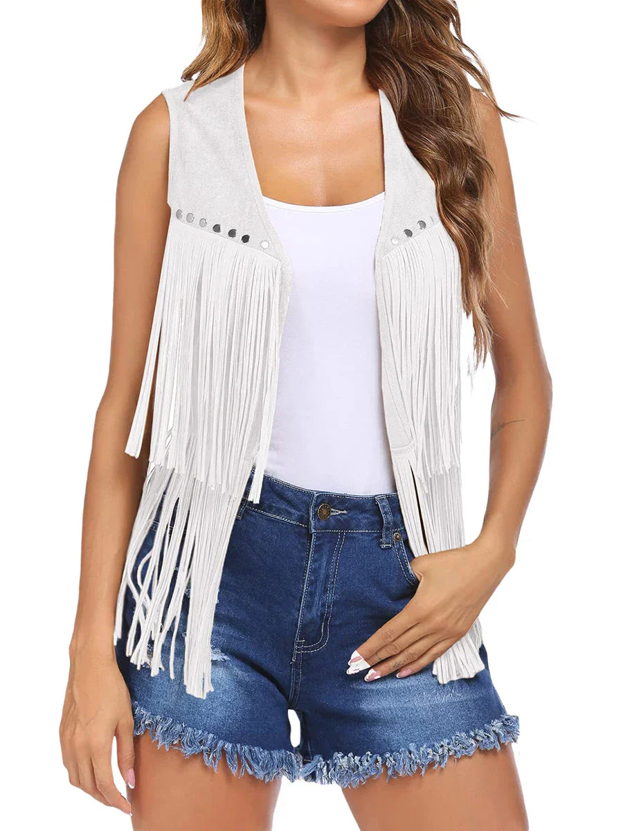 Women's Vintage Fringe Suede Vest