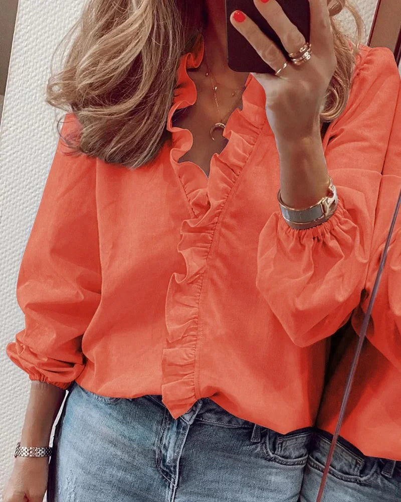 Women's Feminine Blouse with Playful Ruffles