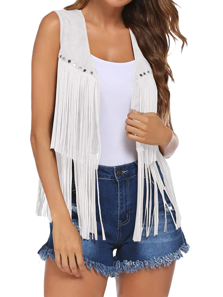 Women's Vintage Fringe Suede Vest