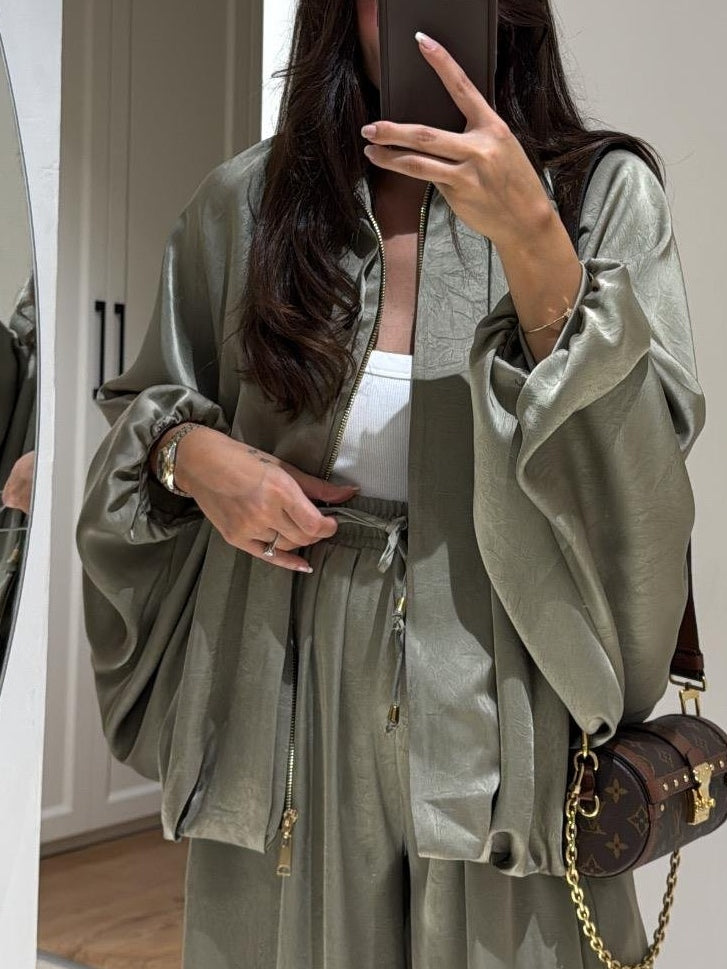Women's Jacket + Drawstring Pants Casual Two-piece Suit