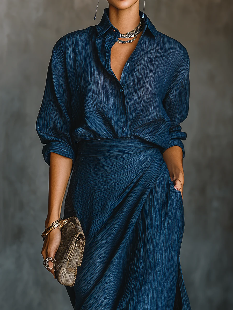 Women's Elegant Shirt & Long Skirt Set