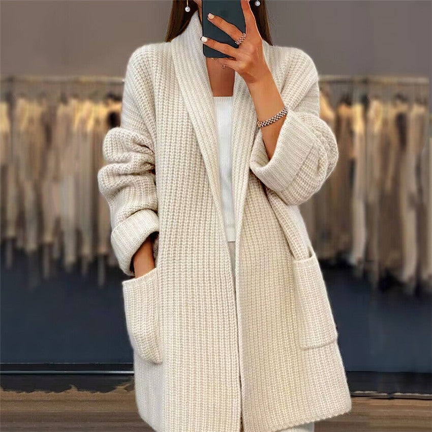 Women's Knitted Sweater with Pockets