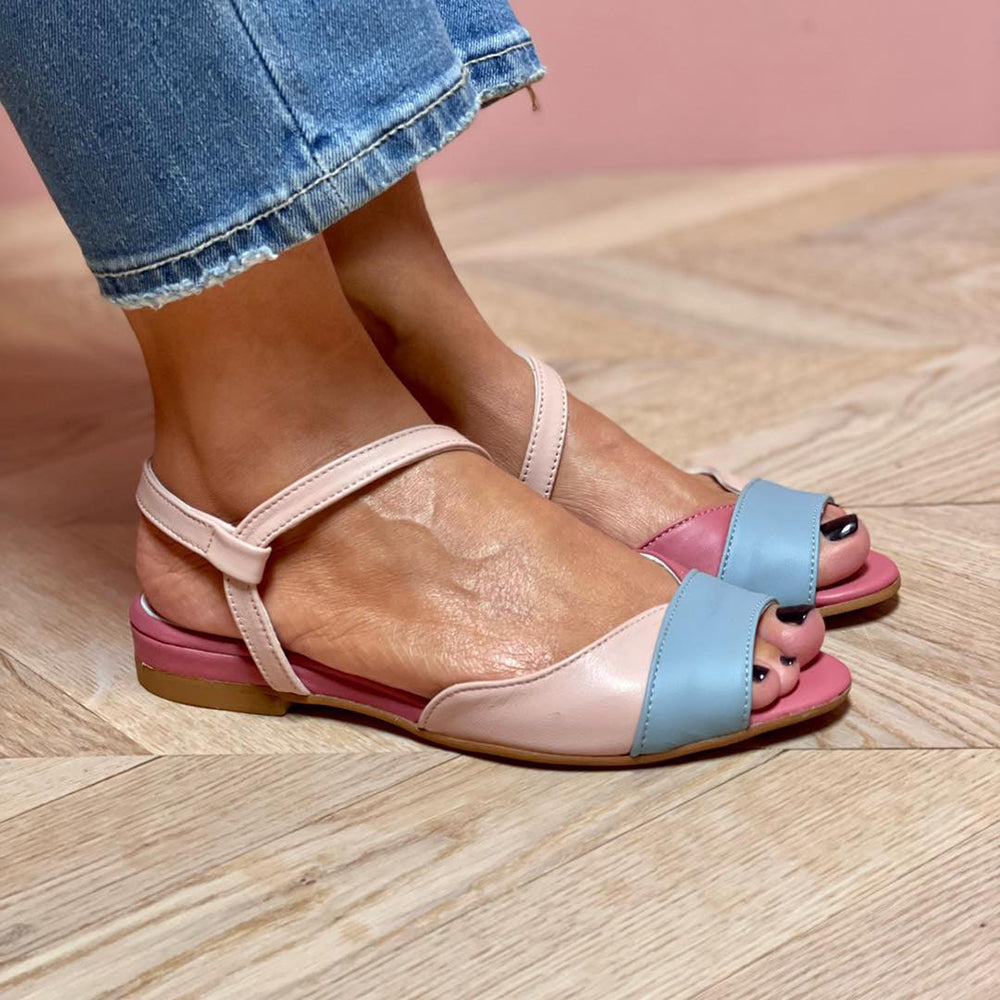 Women's Asymmetrical Pink Color Block Sandals