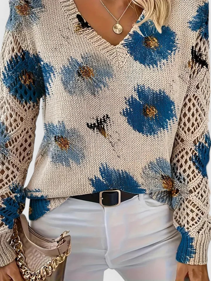 Women's Elegant Floral Pullover