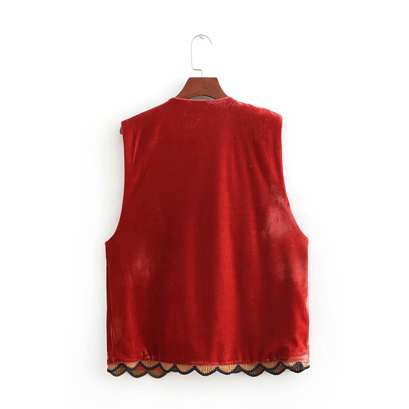 Women's Floral Velvet Boho Waistcoat