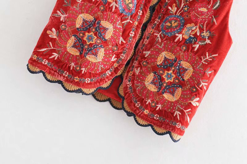 Women's Floral Velvet Boho Waistcoat