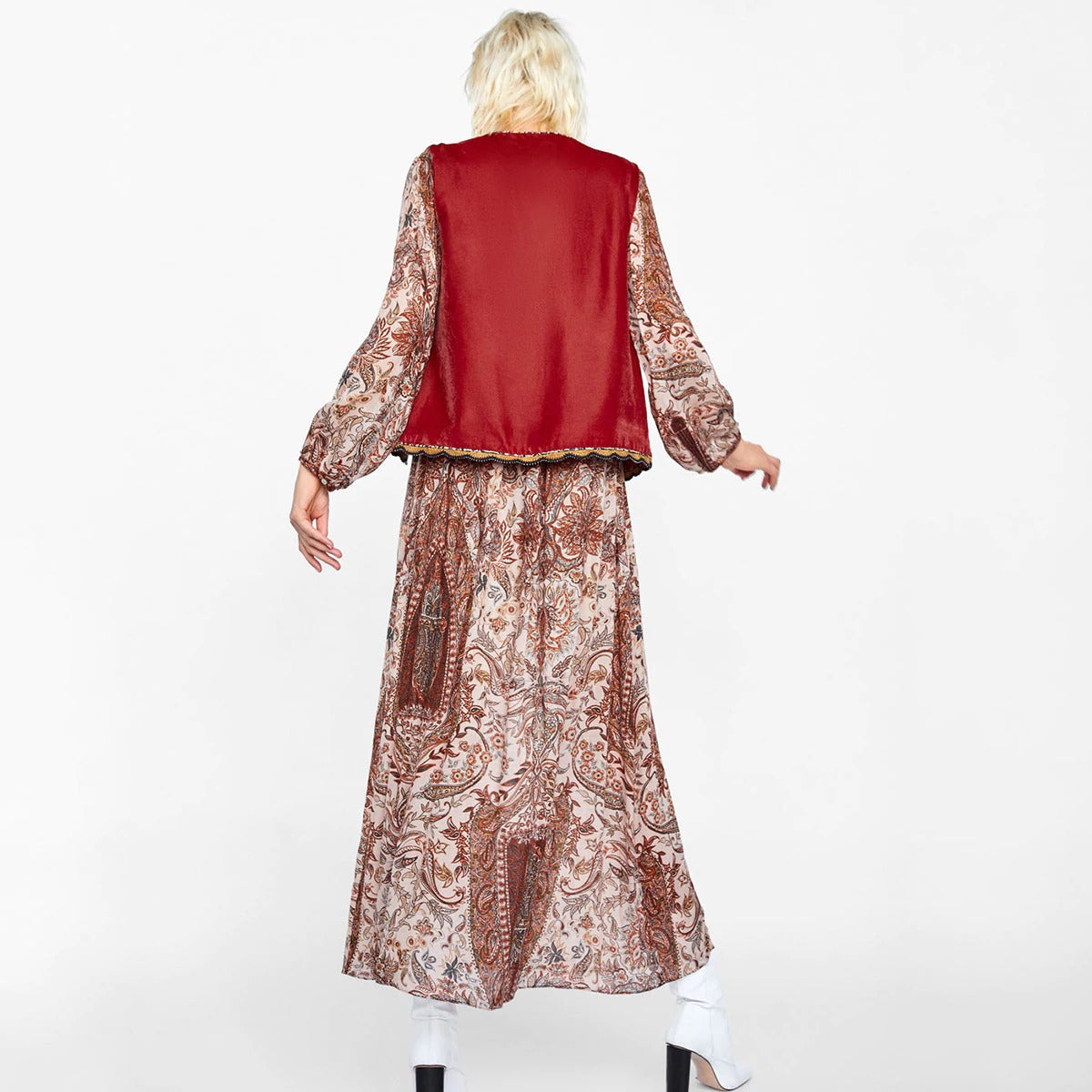 Women's Floral Velvet Boho Waistcoat