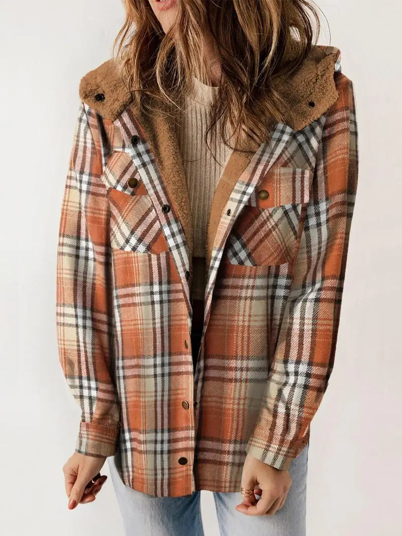 Women's Cozy Plaid Fleece-Lined Jacket