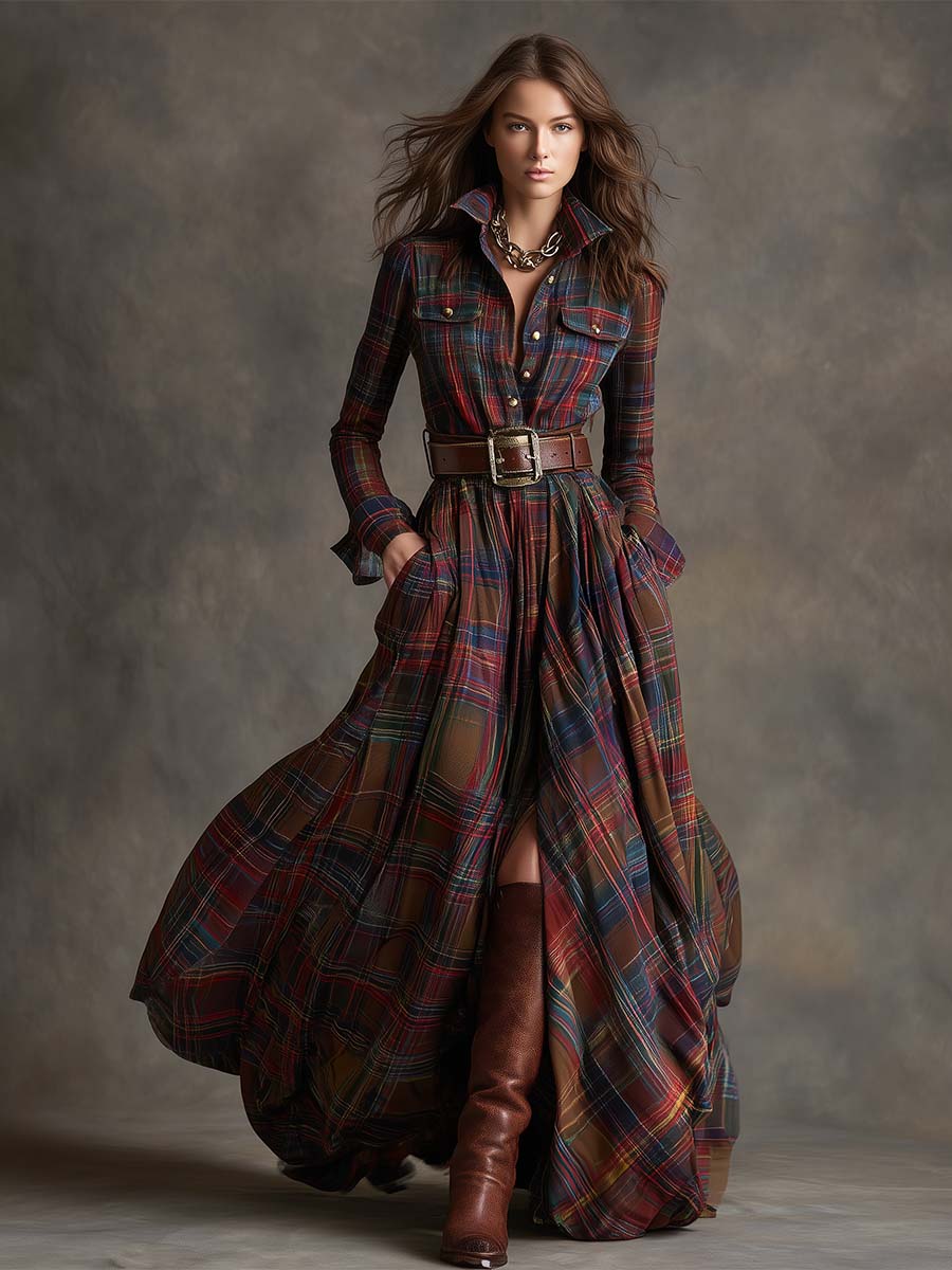 Women's Classic Button-Up Shirt Dress