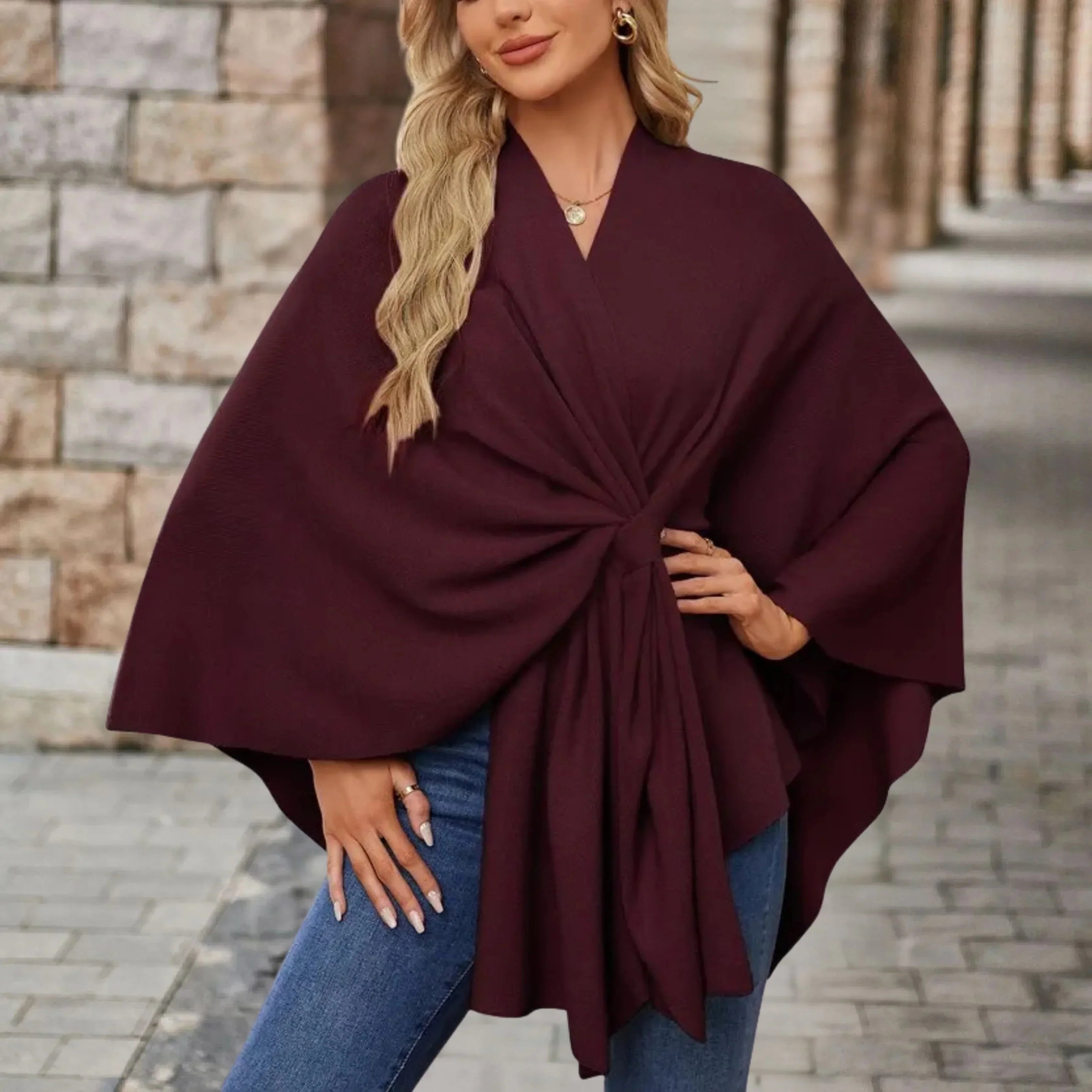 Women's Elegant Draped Poncho