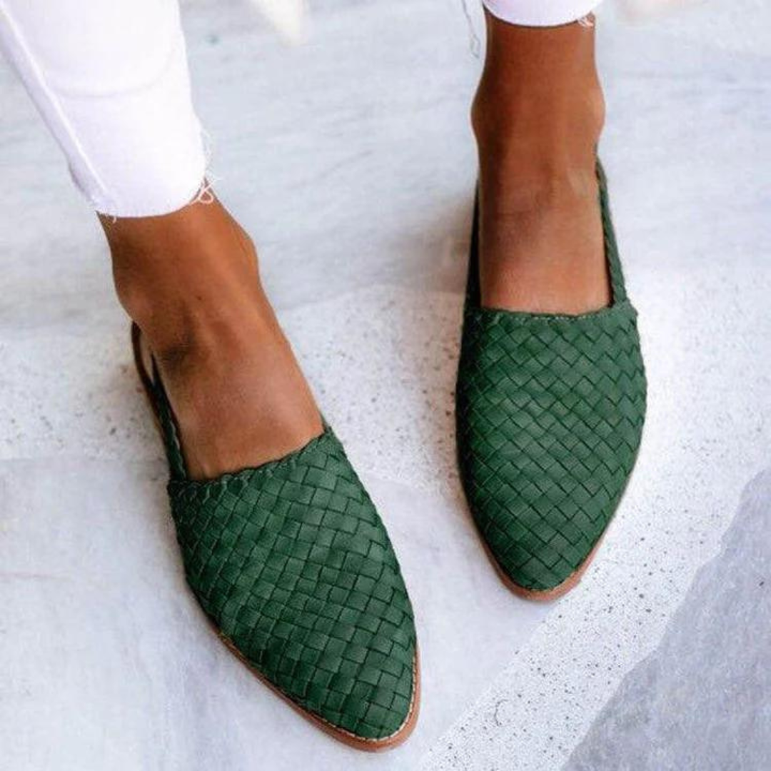 Women's Elegant Woven Vegan Leather Ballerinas