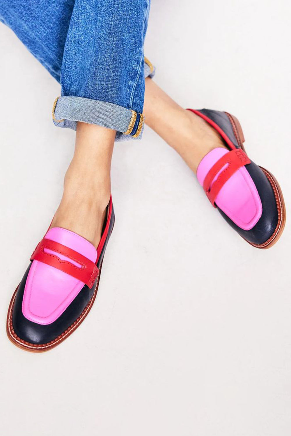 Women's Black Loafers with Colored Accent