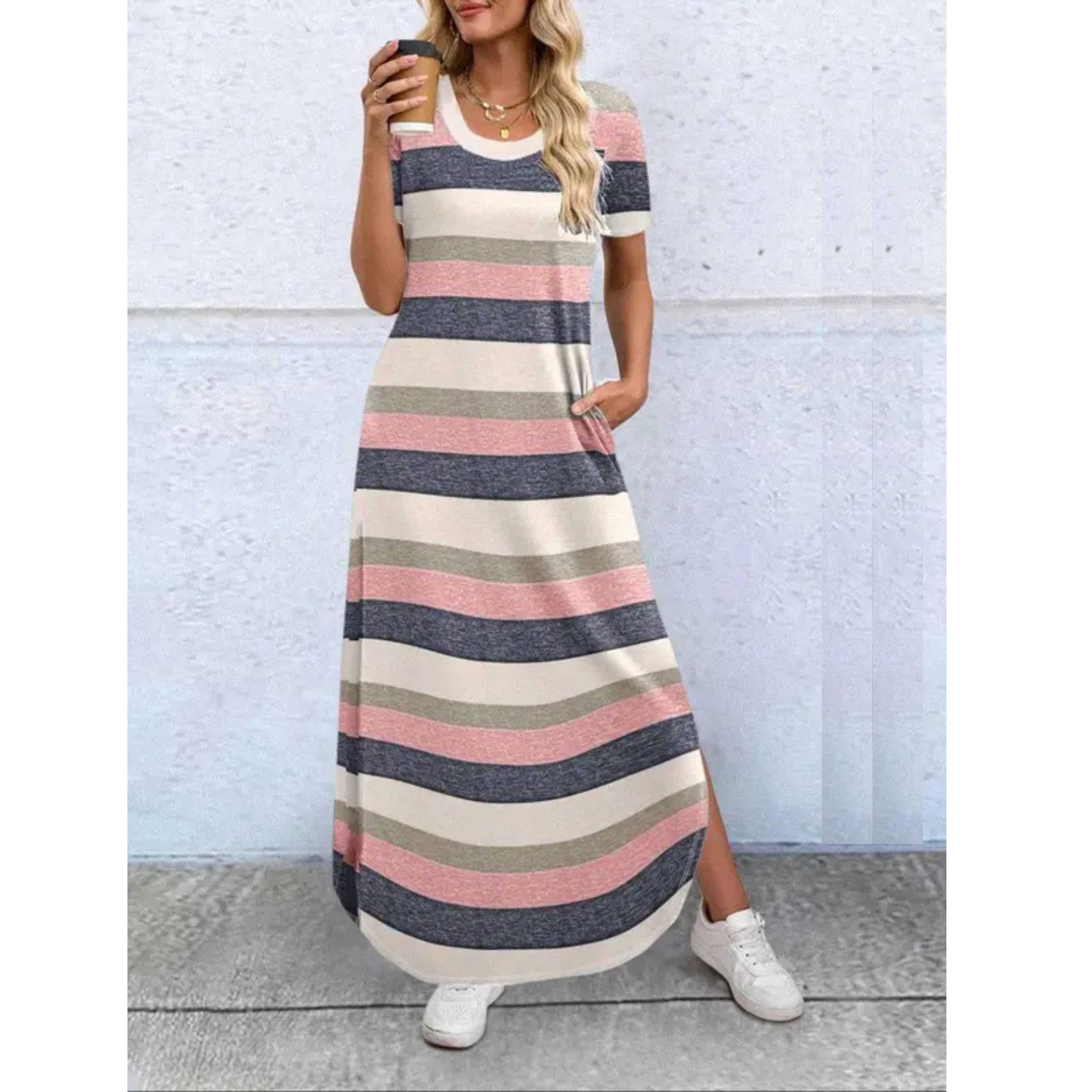 Women's Casual Summer Round Neck Maxi Dress