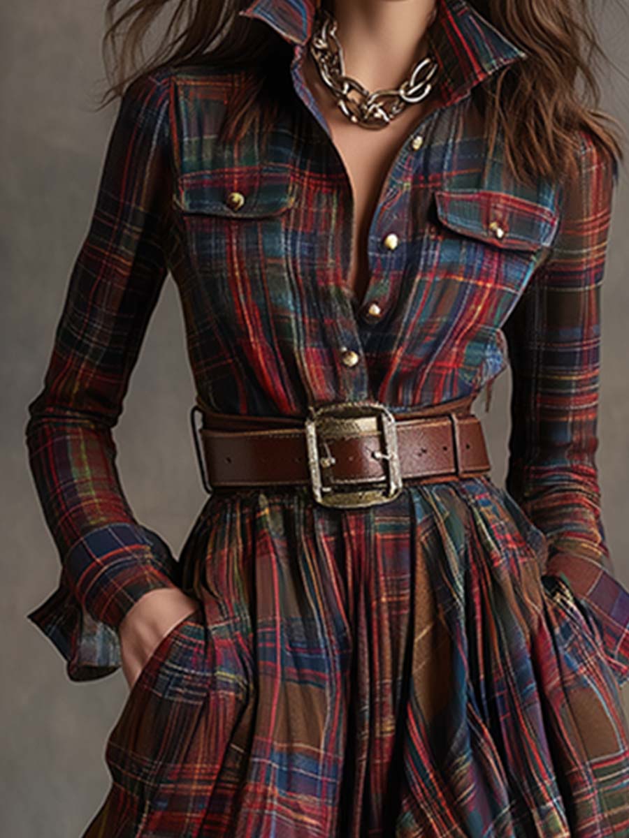 Women's Classic Button-Up Shirt Dress