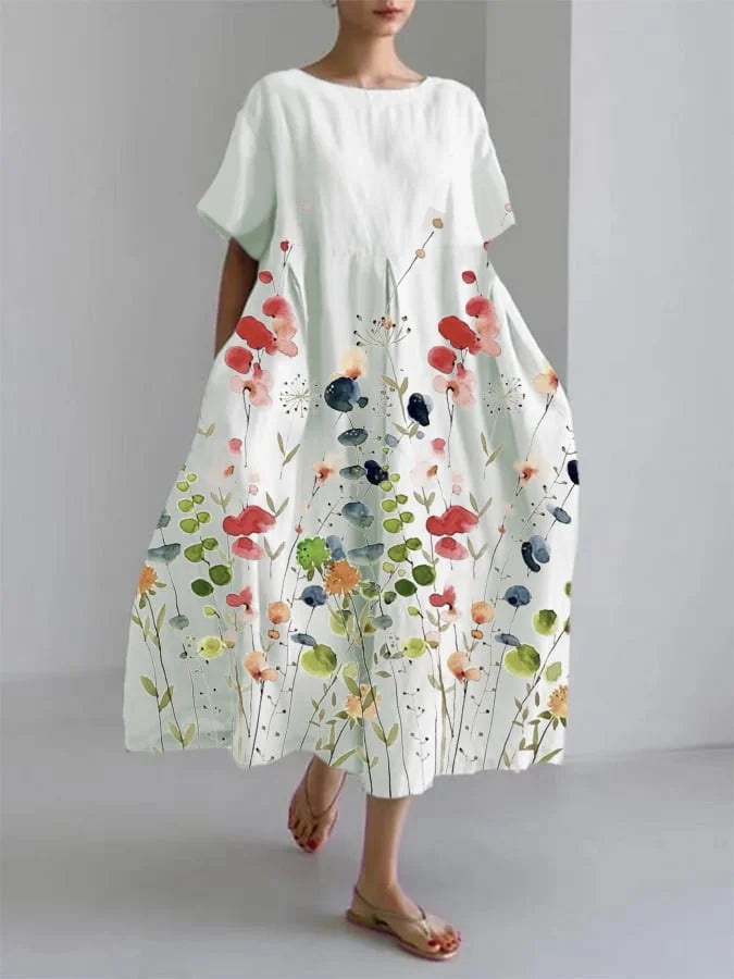 Women's Casual Long Dress with Freedom of Movement and Floral Style for Summer Days