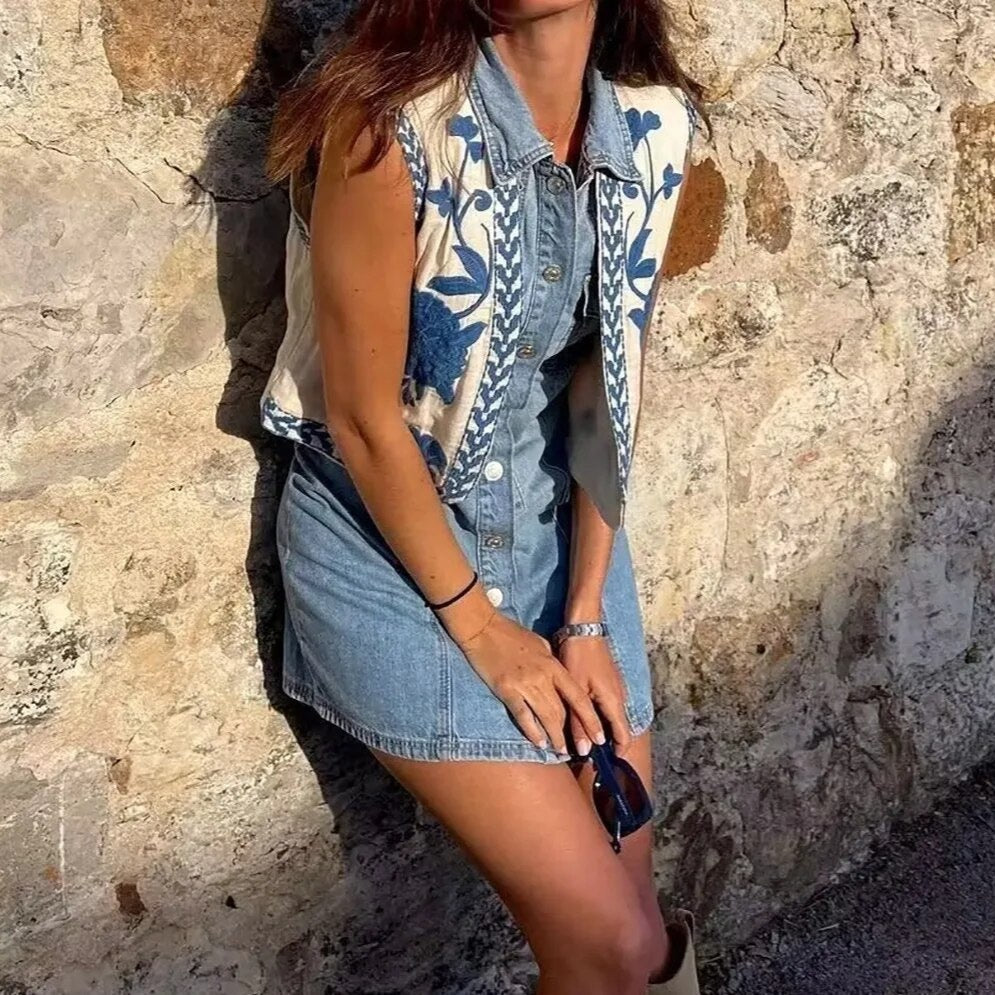 Women's Vintage Floral Boho Vest