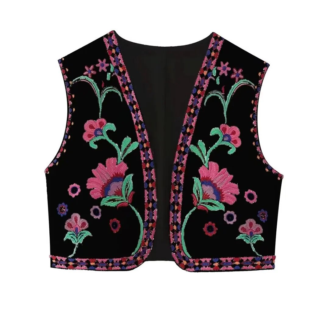 Women's Vintage Floral Boho Vest