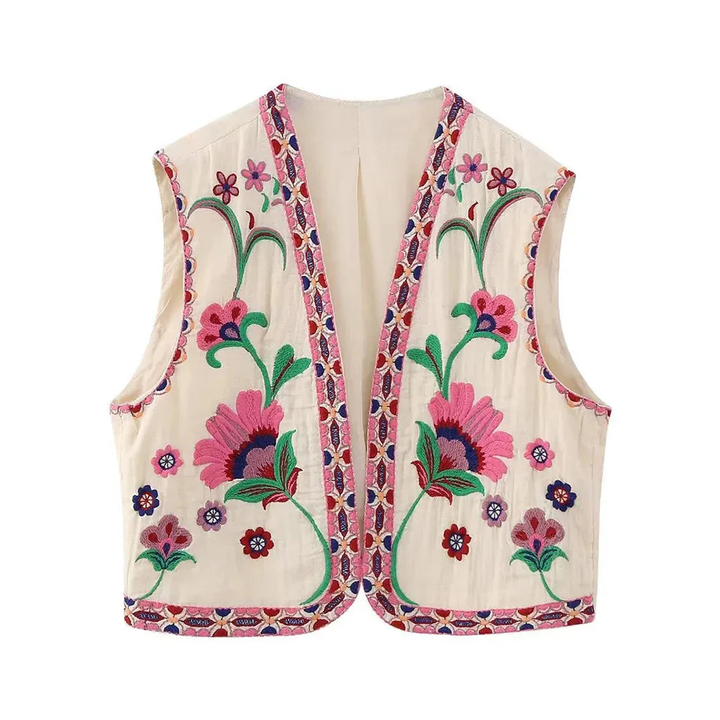 Women's Vintage Floral Boho Vest