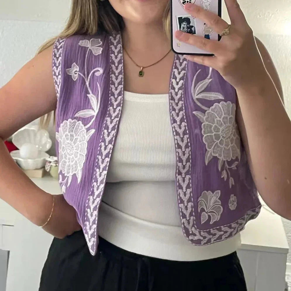 Women's Vintage Floral Boho Vest