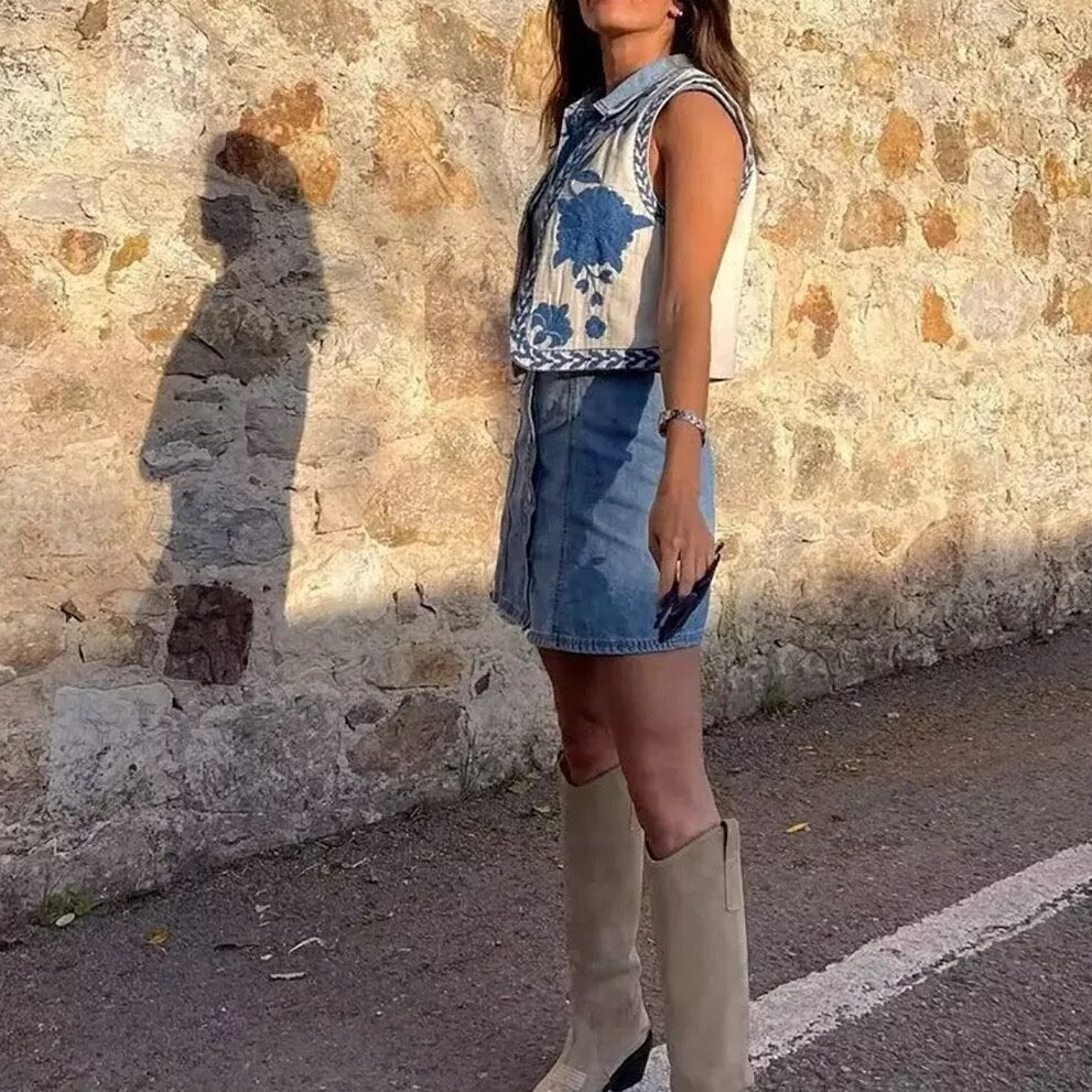 Women's Vintage Floral Boho Vest