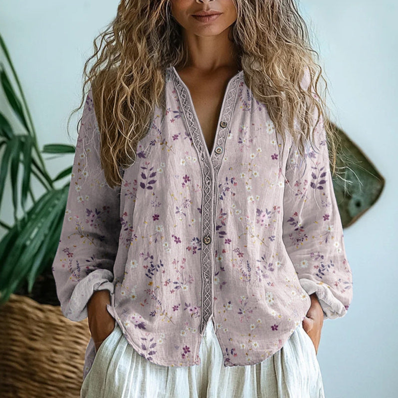 Women's Relaxed Blouse with Nature Print