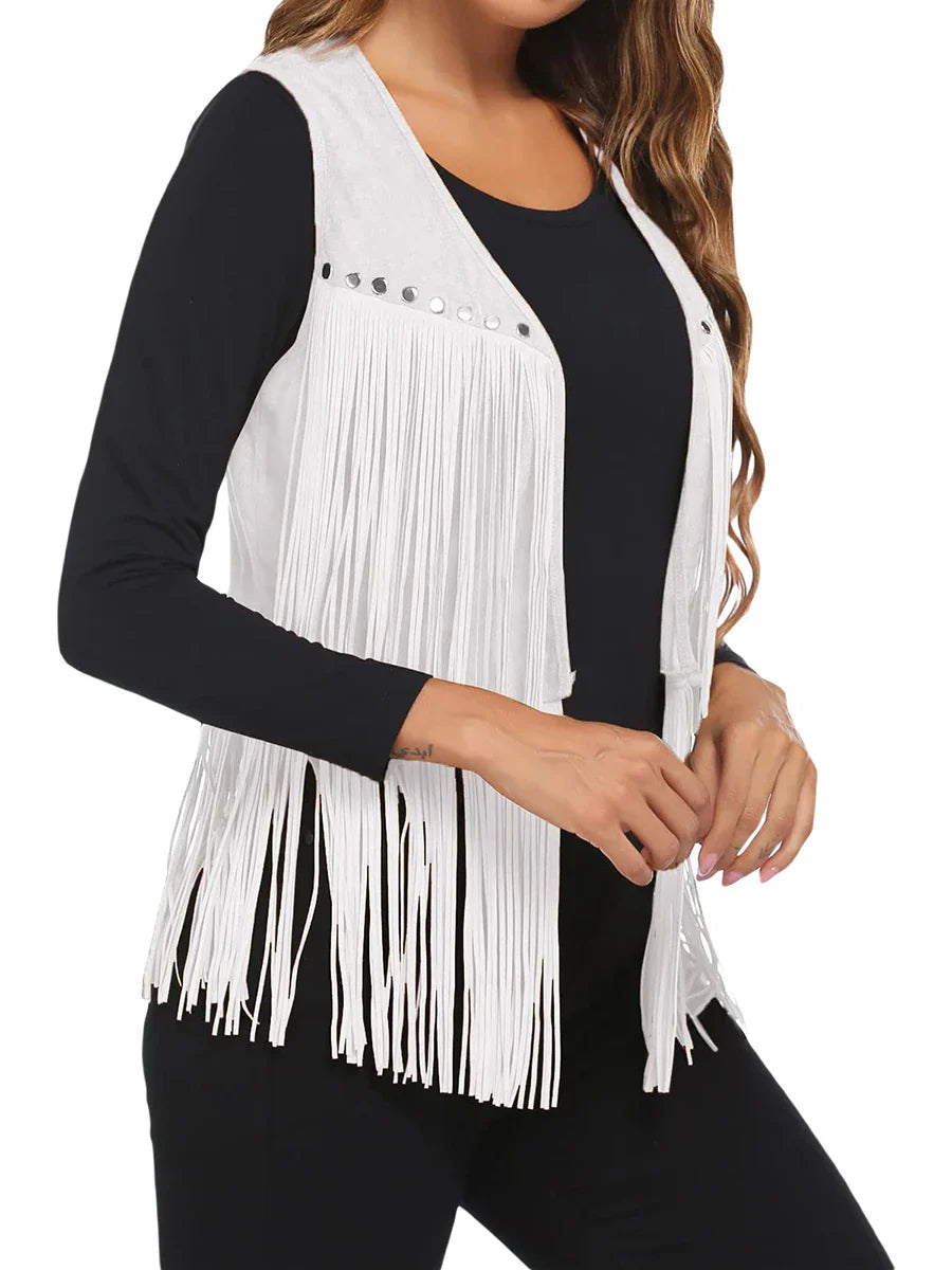 Women's Vintage Fringe Suede Vest