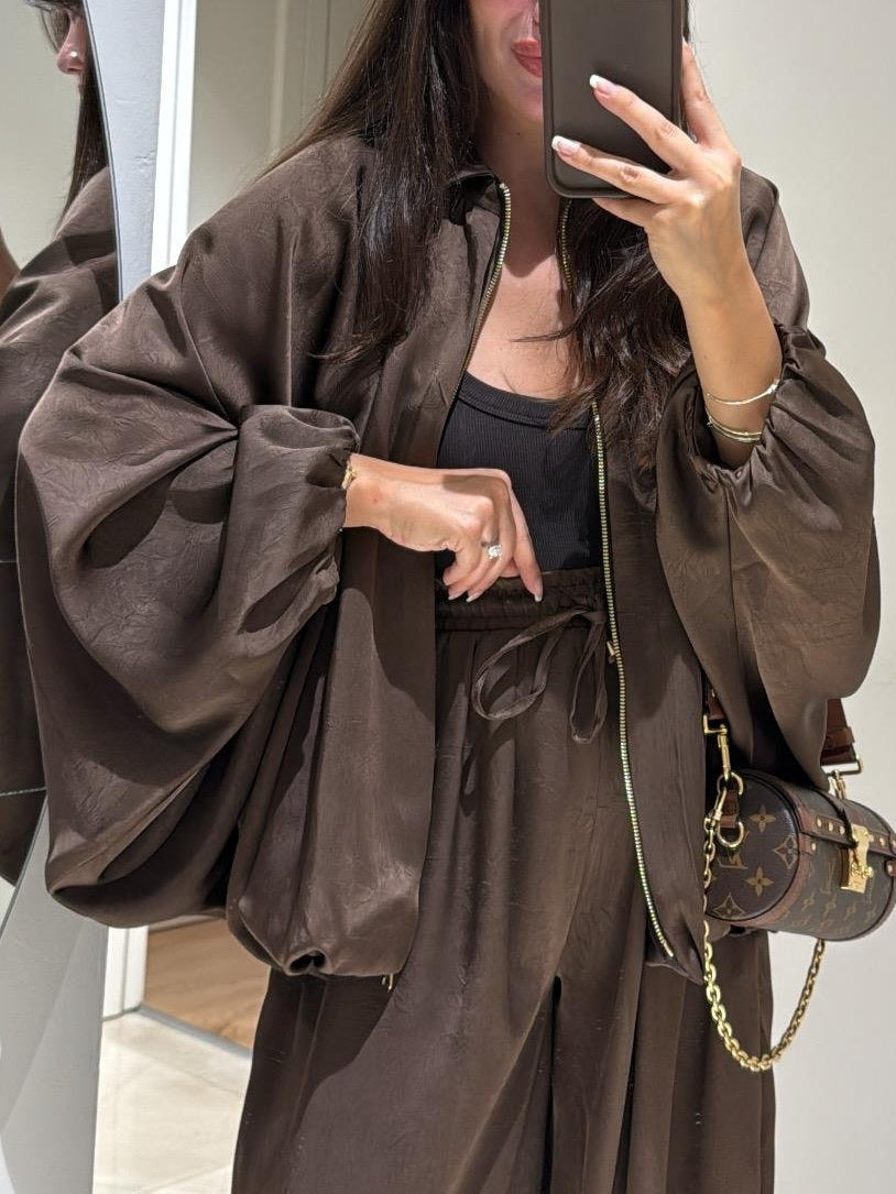 Women's Jacket + Drawstring Pants Casual Two-piece Suit