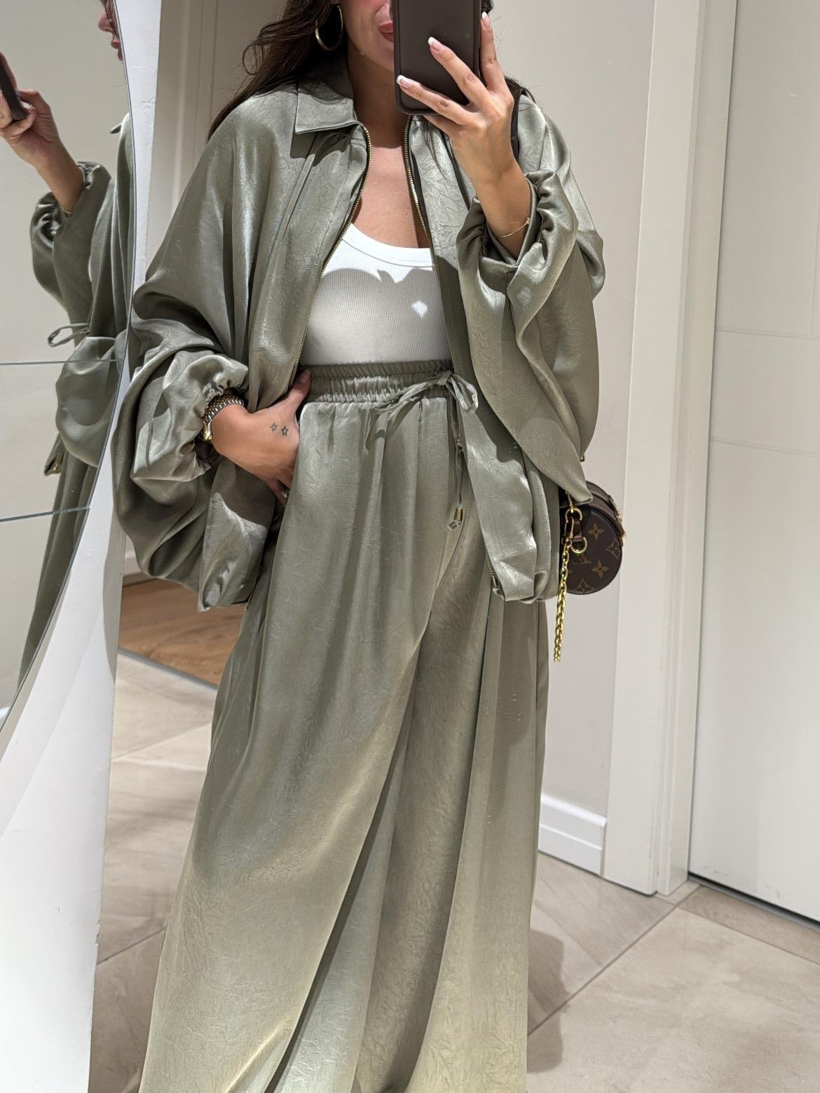 Women's Jacket + Drawstring Pants Casual Two-piece Suit