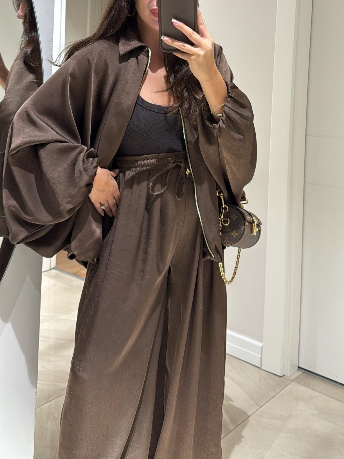 Women's Jacket + Drawstring Pants Casual Two-piece Suit