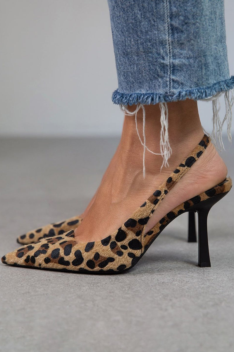Women's Khaki Leopard Print Pointed Toe Pumps
