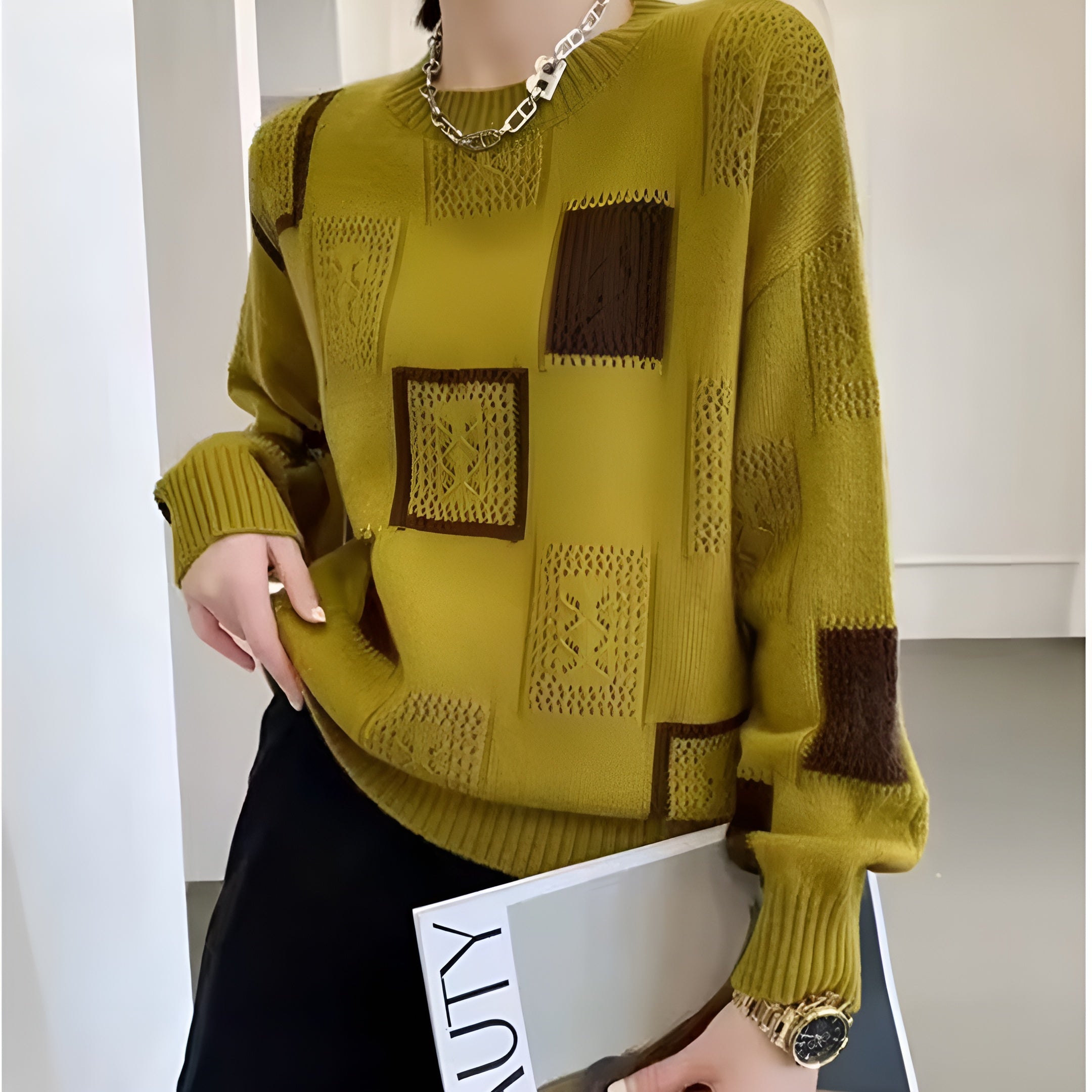 Women's Elegant Squares Sweater