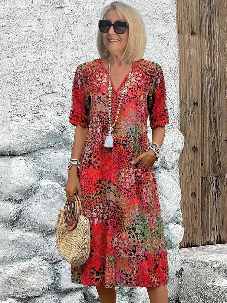 Women's Colorful Midi Dress