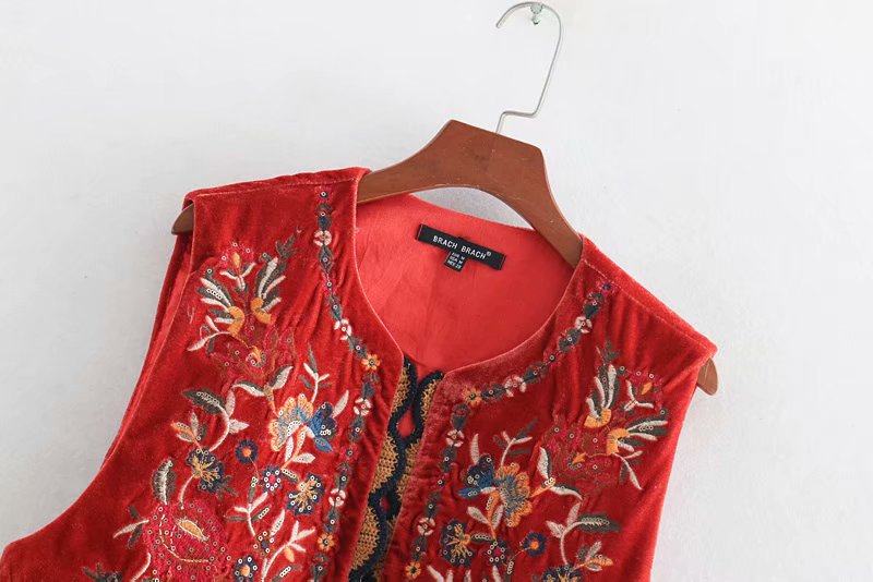Women's Floral Velvet Boho Waistcoat