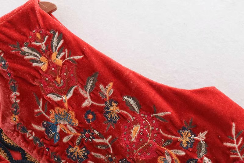 Women's Floral Velvet Boho Waistcoat